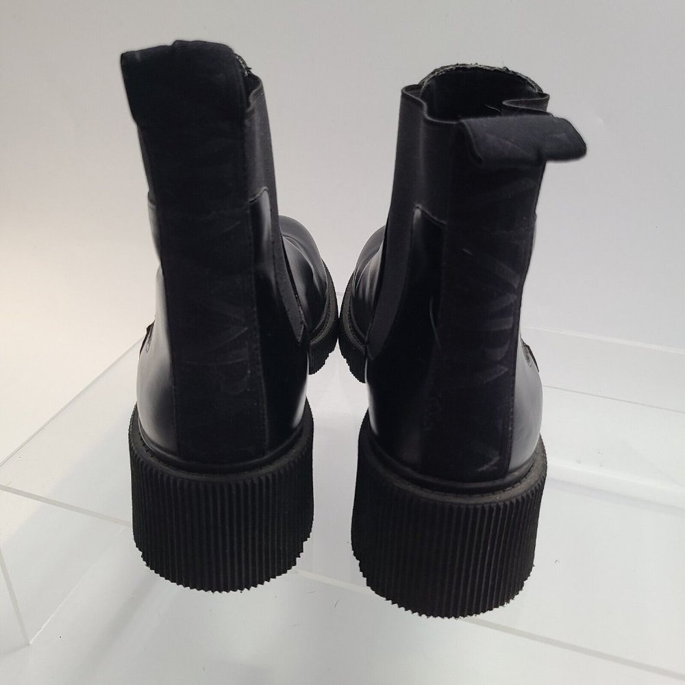 ZARA Women's Black Leather Chelsea Chunky Boots Size: 42 US 11 - Picture 6 of 11